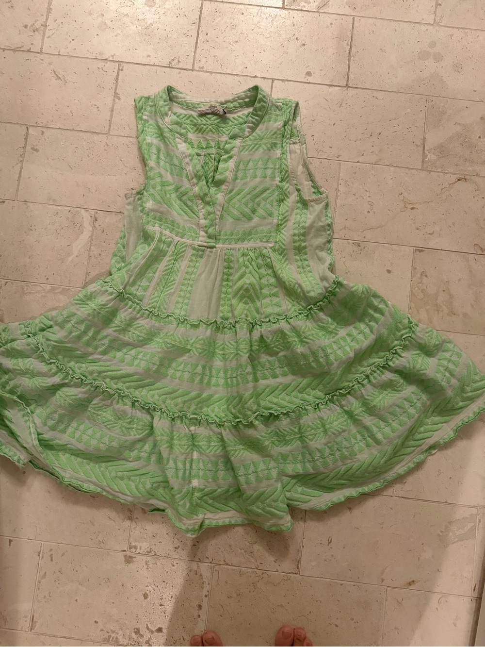 Sleeveless Green Tiered Summer Dress Size S